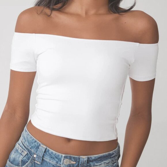 Klassy Network Braless Off The Shoulder Short Sleeve Brami // Size: Medium - Picture 1 of 4